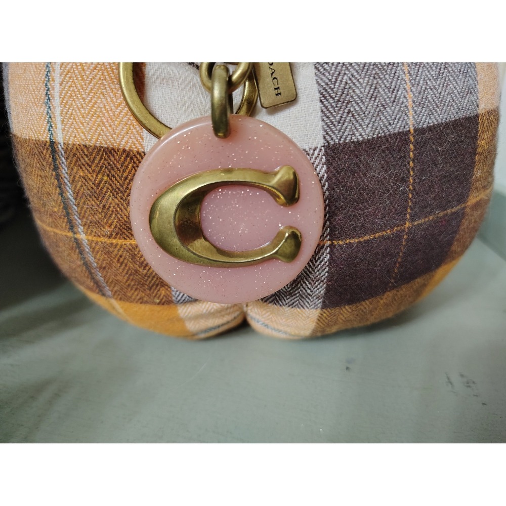 Coach Signature C Charm Glitter Pink Resin Keychain Bag Charm